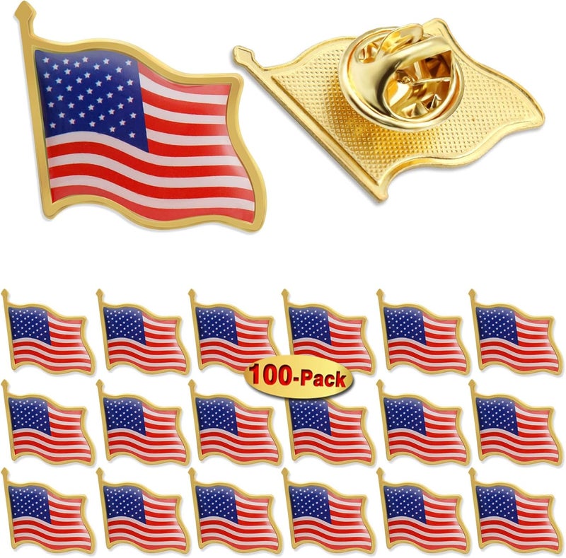 MIDLE Store 50/100/200/300Pack American Flag Lapel Pins Bulk Metal - USA United States Patriotic Souvenir Badge Pins For Memorial Veteran Day Patriotic Party - Image 1